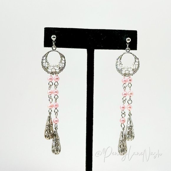 Vintage Jewelry - Vintage Dreamcatcher Beads Drop Earrings